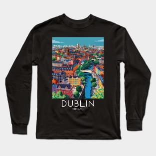 A Pop Art Travel Print of Dublin - Ireland Long Sleeve T-Shirt